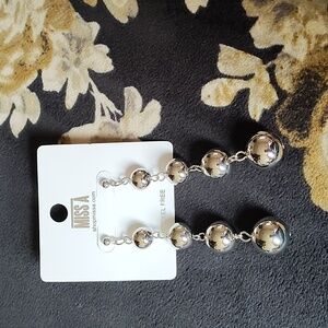 Silver dangle nickel free pierced earrings